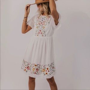Roolee White Embroidered Dress